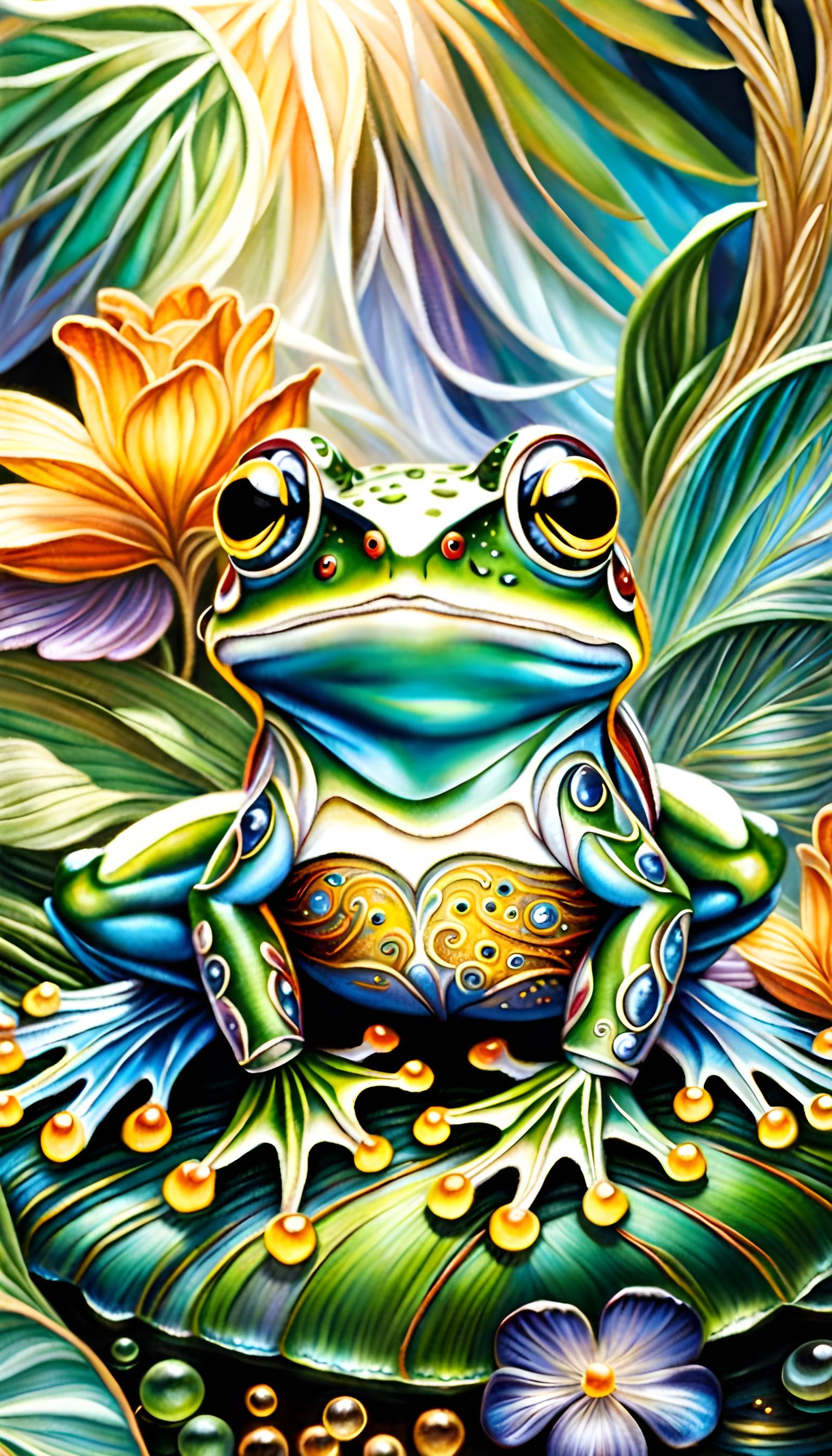 Glass Frog Embroidery in Josephine Wall Style