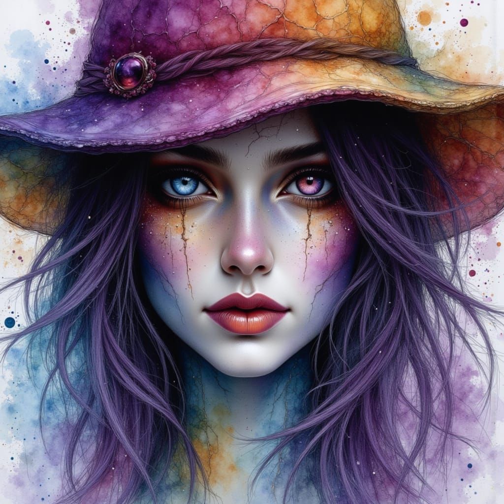 Watercolor Gypsy Woman by Rainbow Dream Well