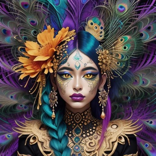 Abstract Portrait of Woman with Gold Skin