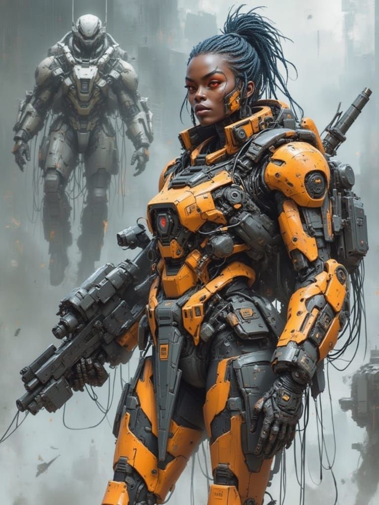 Anime Woman in Cybernetic Battle Suit