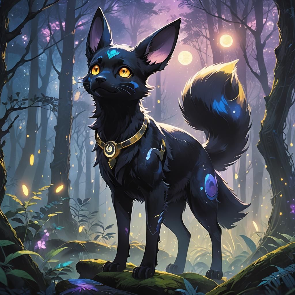 Umbreon in Moonlit Forest: Anime Concept Art