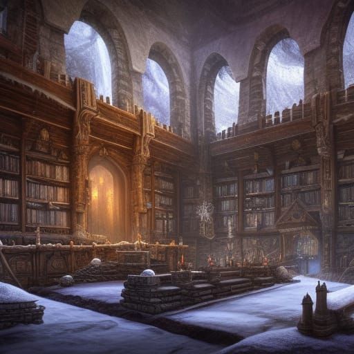 Frostspire Sanctuary: Ancient Library in a Fantasy World