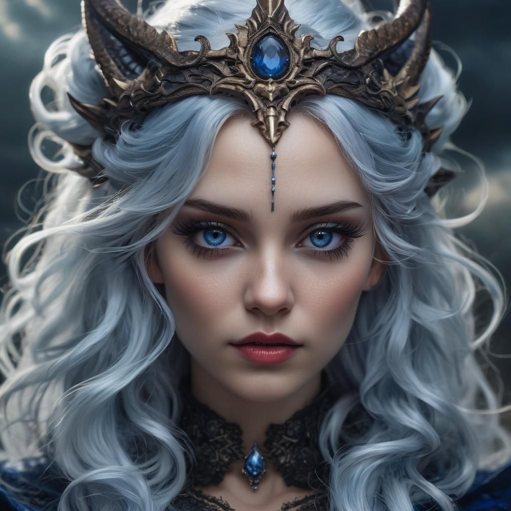 Dragon Queen Portrait in Gothic Dark Fantasy Art