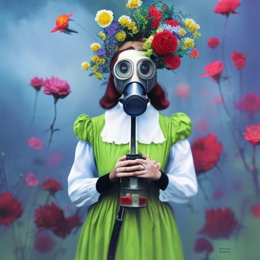 Alice in Wonderland Gas Mask Matte Painting