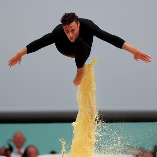 Tom Daley's Custard Dive: An AI-Generated Image