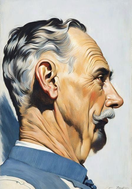 Man In Profile, By Norman Rockwell