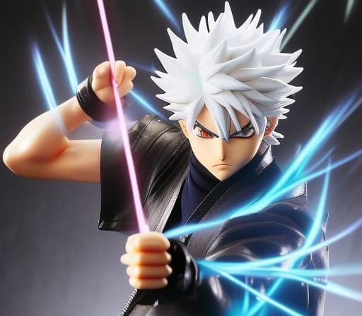 Electric Ninja Battle Pose in Anime Style