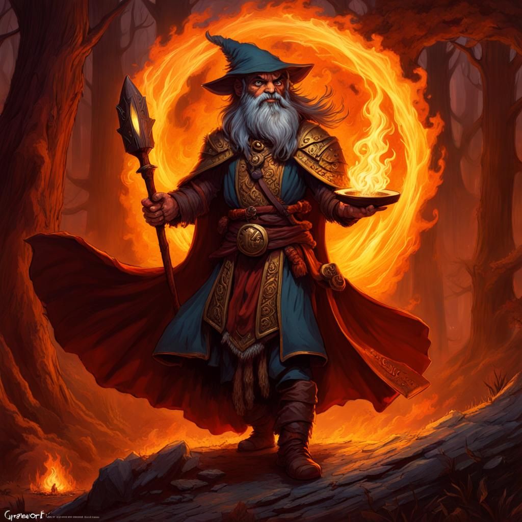 Fiery Halfling Druid in Ravenloft, Gothic Horror Style