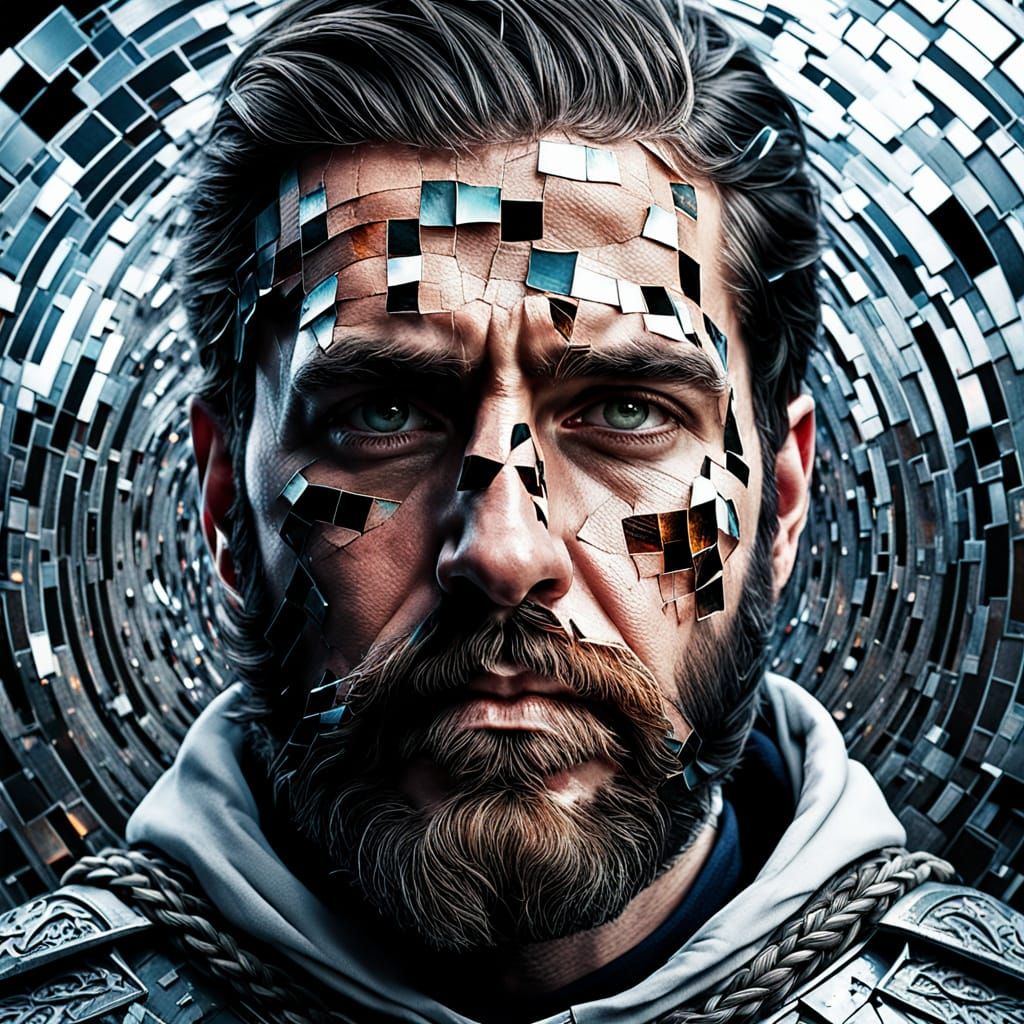 Knight Templar Portrait in Shattered Mirror