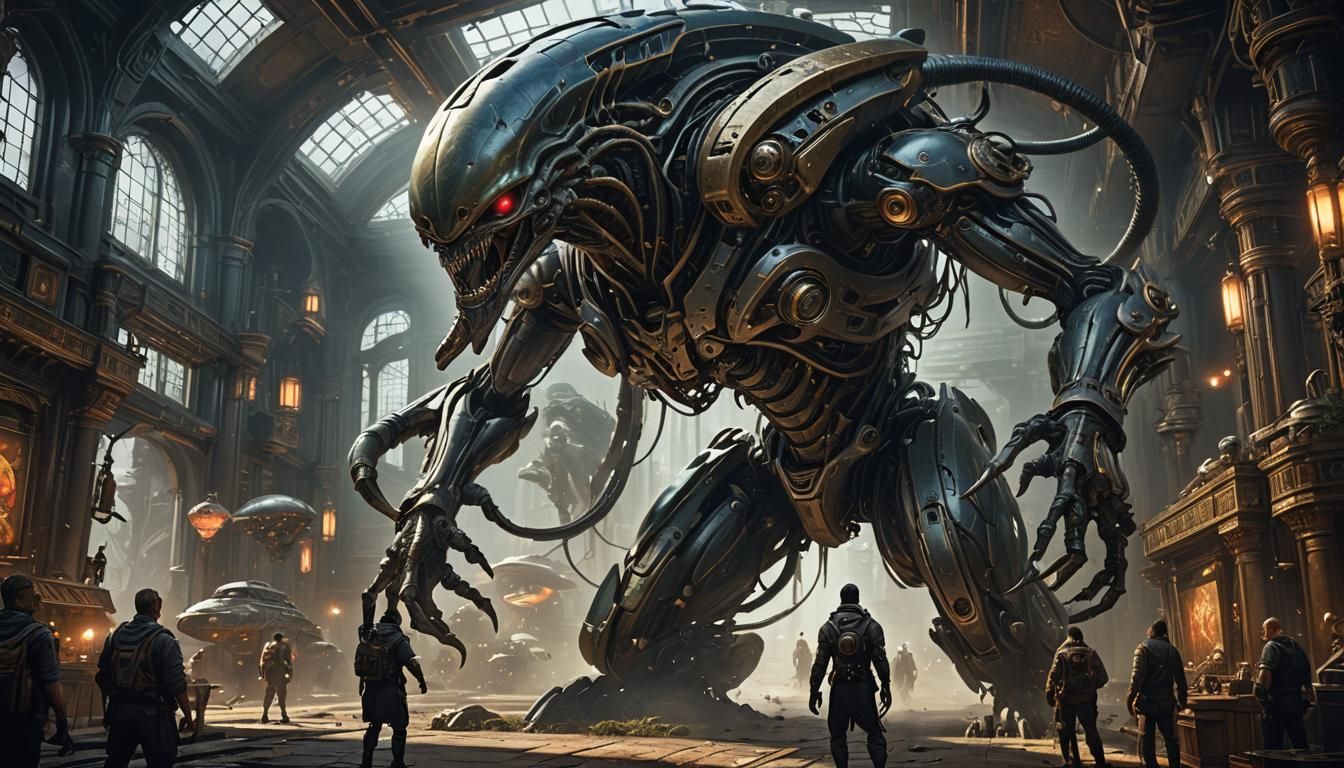 Alien Machine in Kuiper Belt: Dark Fantasy Concept