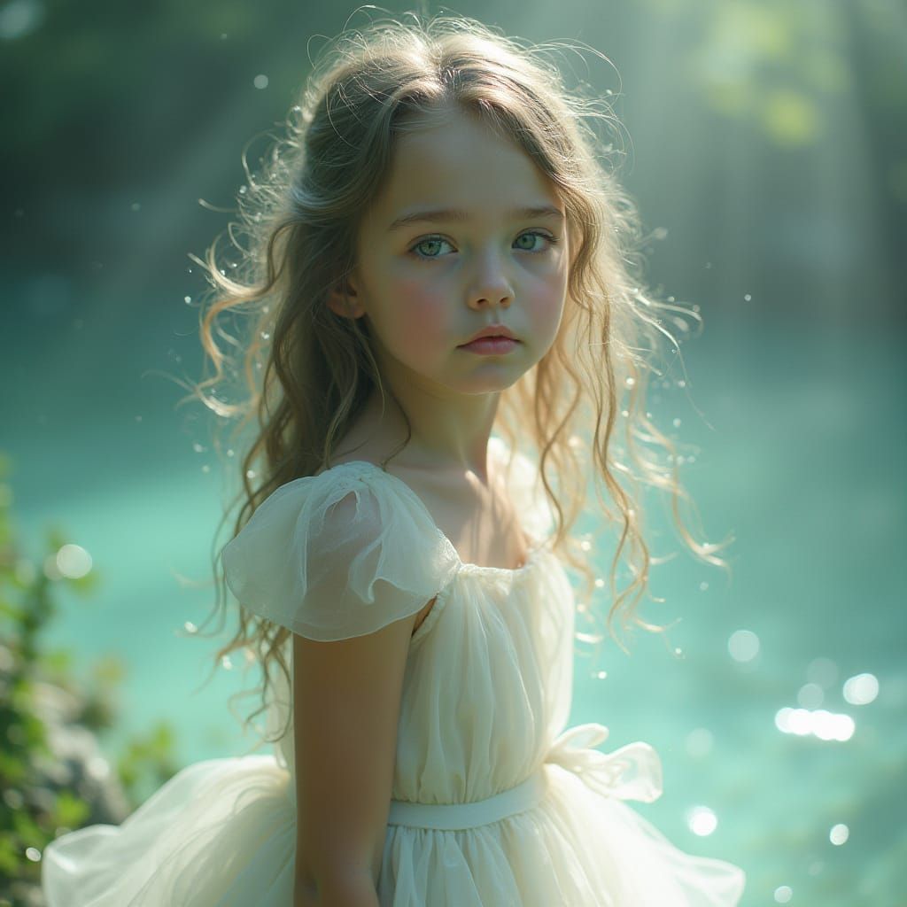 Girl with Water Hair in Ethereal Digital Art Style