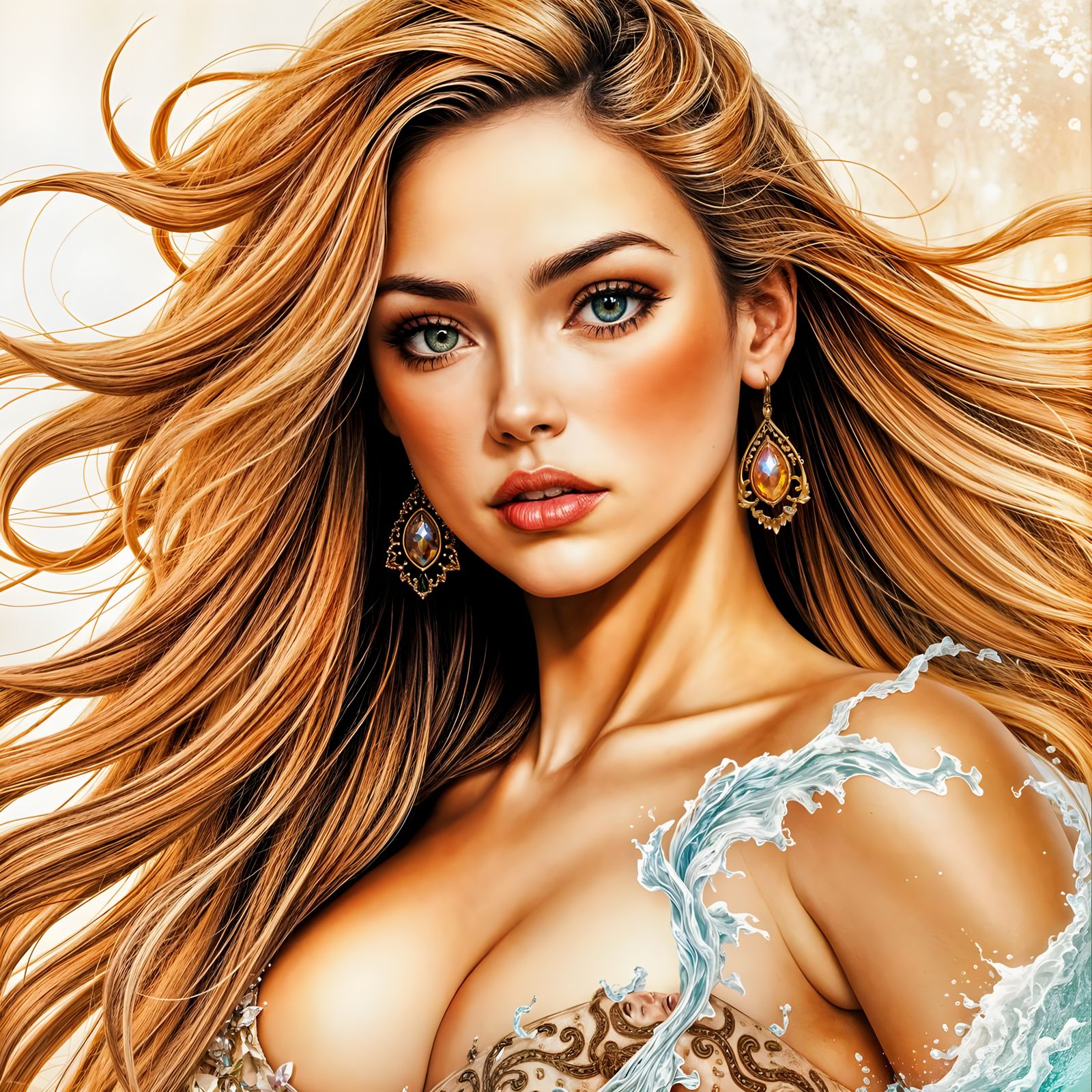 Ethereal Goddess in Holographic Beauty, Cyberpunk Aesthetic