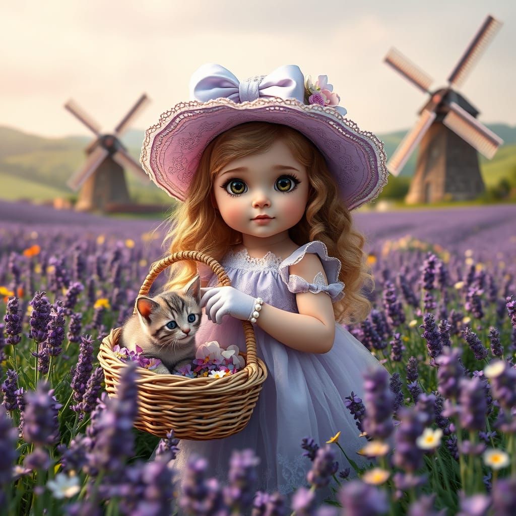Enchanting Kawaii Princess in Lavender Fields