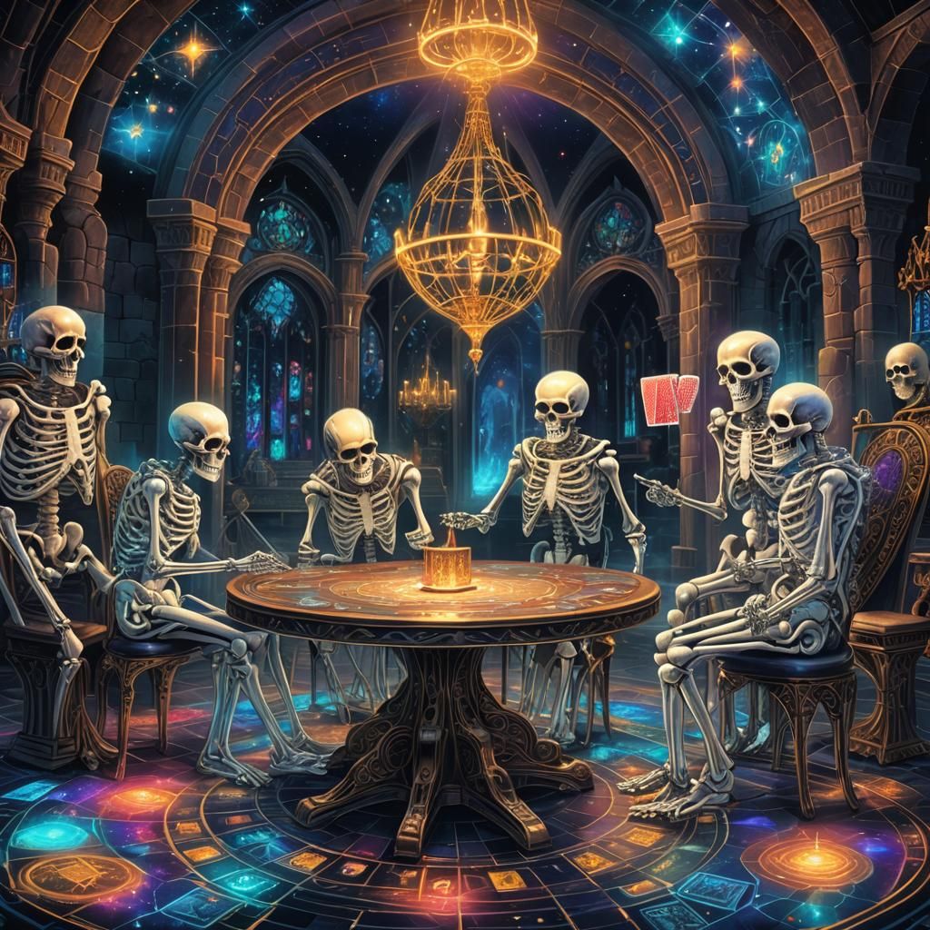 Astral Skeletons Card Game in Holographic Dungeon