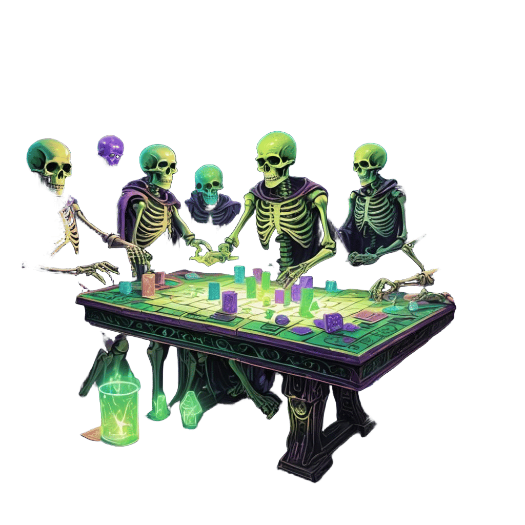 Skeletons' Card Game: Holographic Astral Dungeon Scene