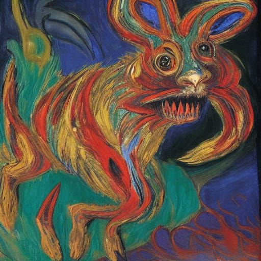 Flamboyant Rabbit Summoning Devils in a Whirlwind Dance