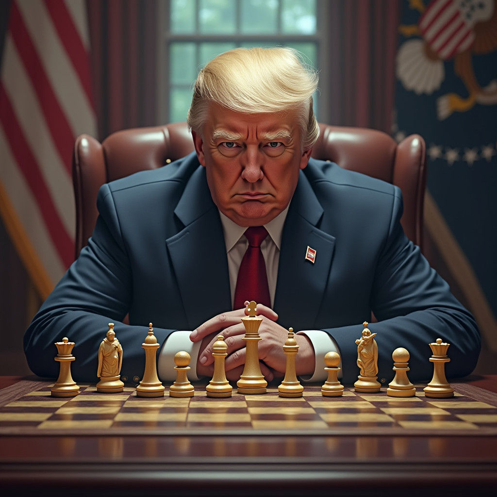 Donald Trump as Chess Grandmaster: Detailed Matte Painting