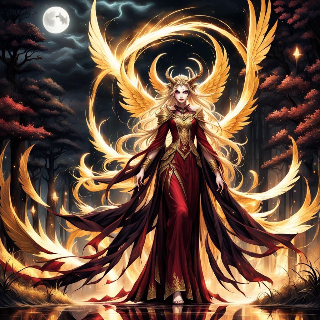 Evil Fairy with Golden Hair in Fantasy Concept Art