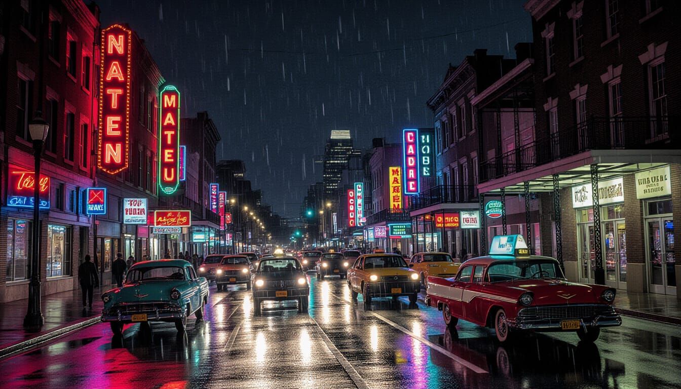 Rainy Night in Georgia: Cityscape in the Rain