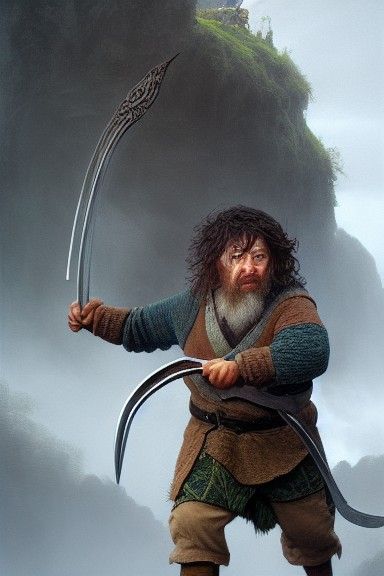 Detailed Hobbit Warrior Portrait in Hyperrealistic Style