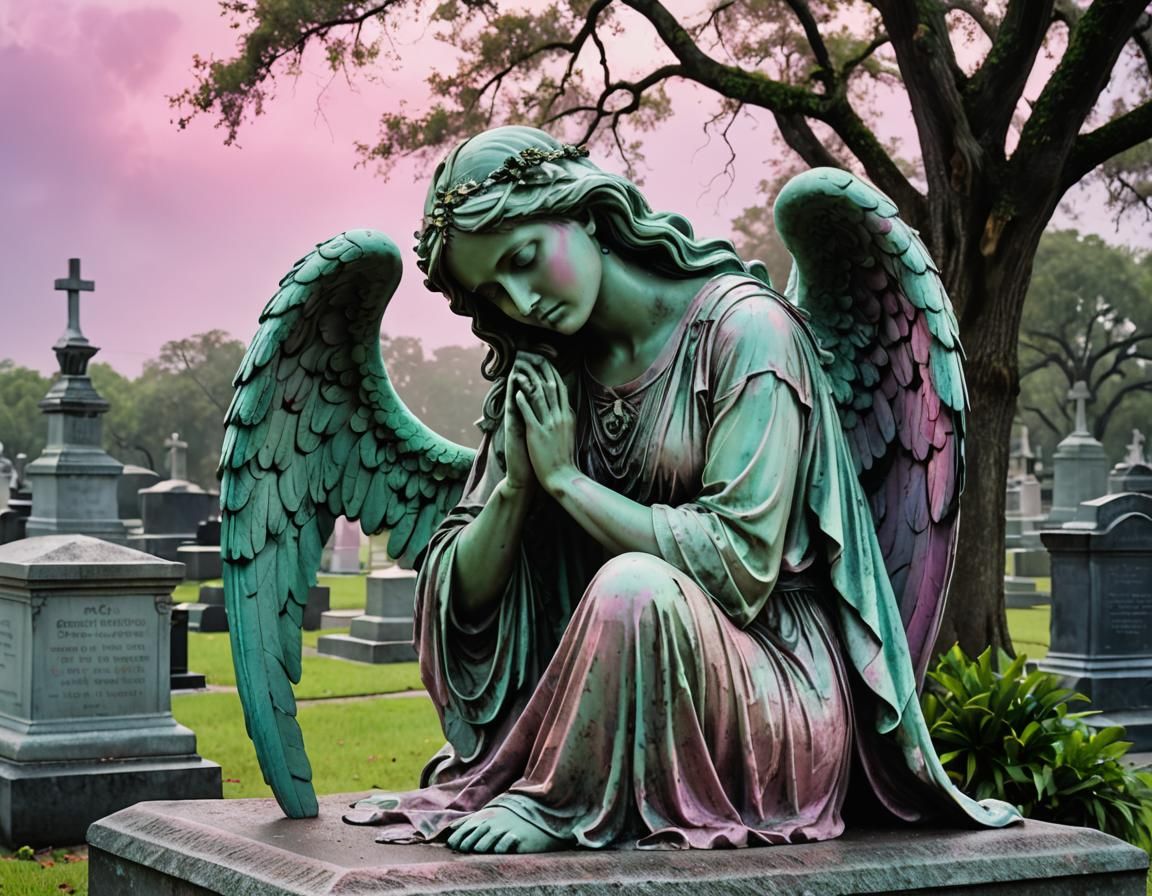 Angel of Grief in New Orleans Cemetery, Impressionism