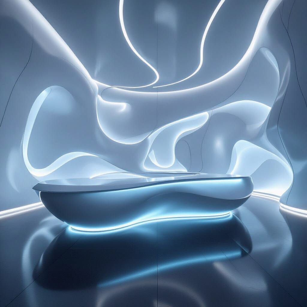 Futuristic Parametric Reception with Organic Desk