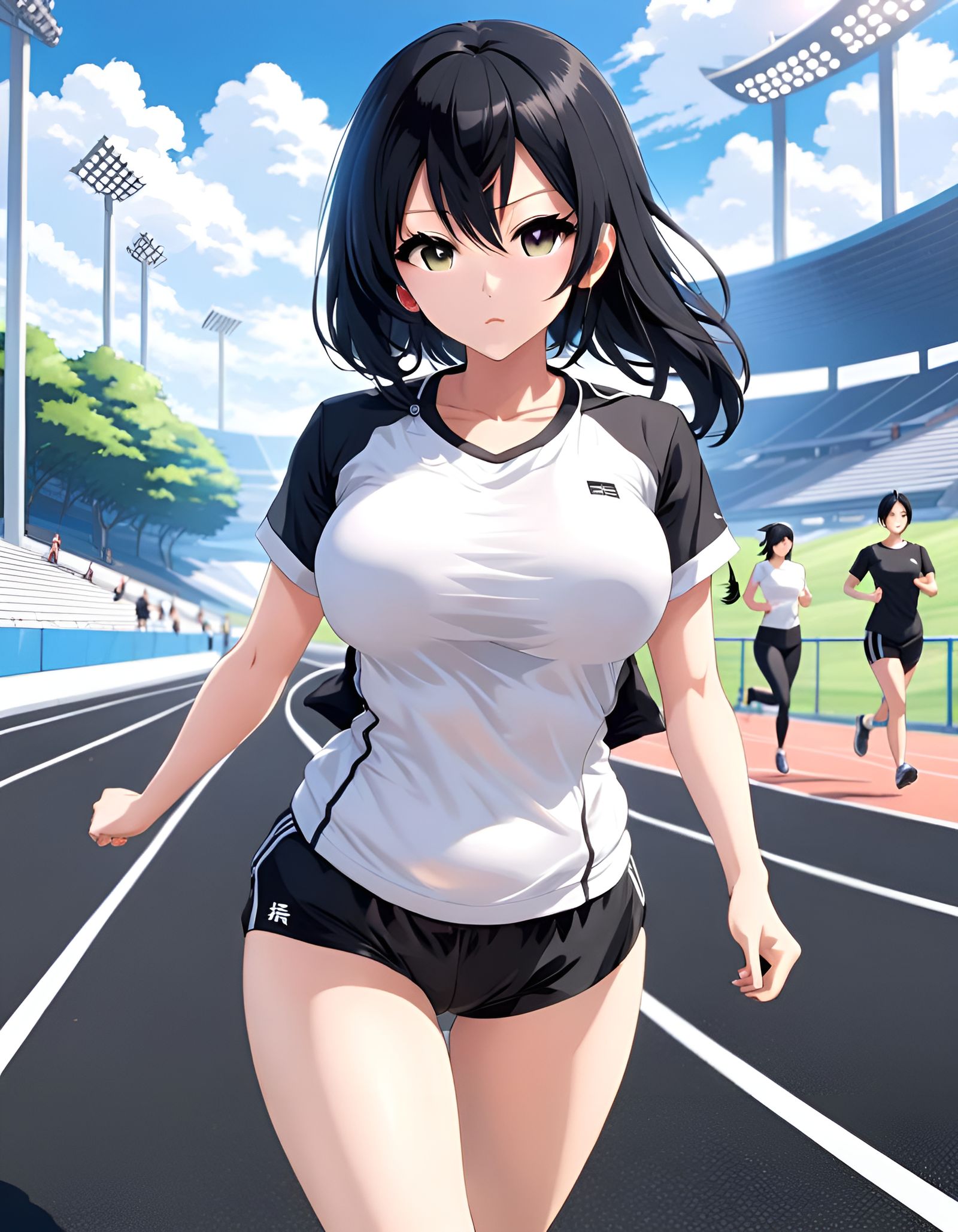 Anime Girl in PE Outfit on Running Track