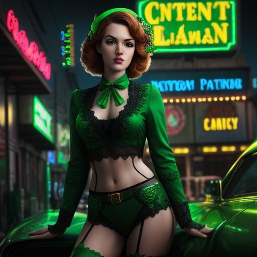 St. Patrick's Day Pinup in Hyperrealistic Style