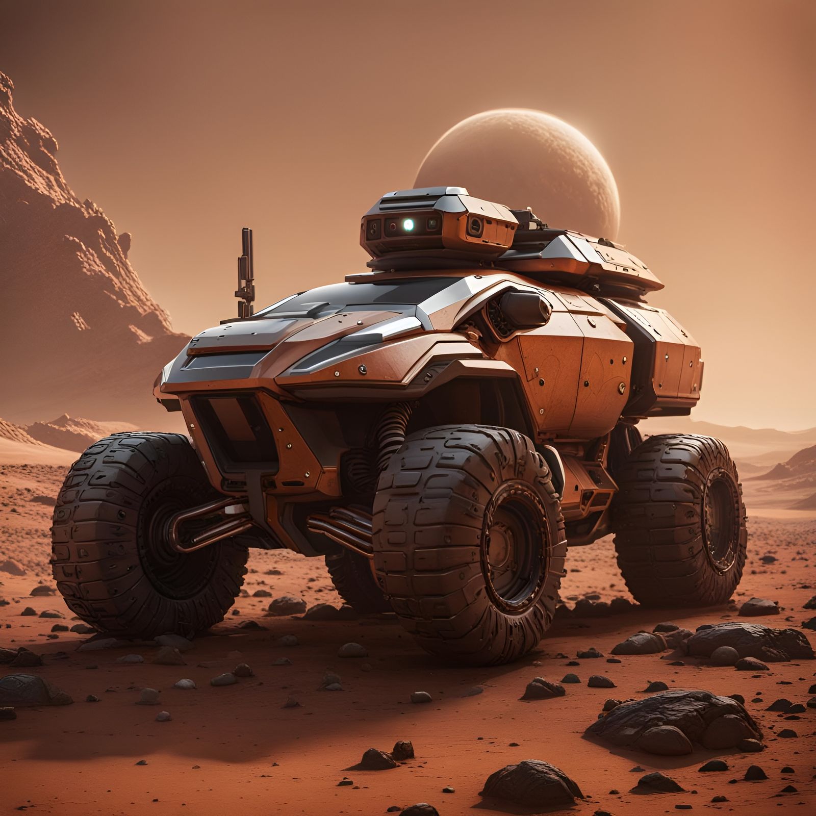 Mars Explorer Vehicle in Detailed Digital Painting