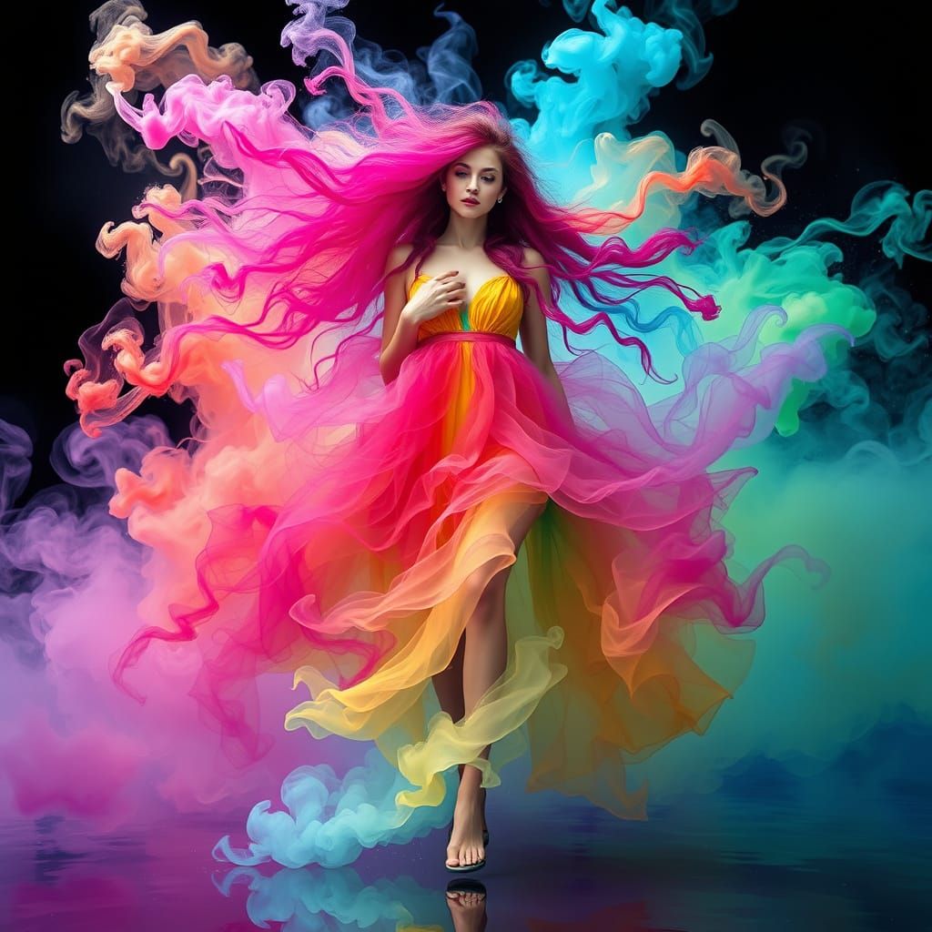 Chromatic Smoke Bearer: A Digital Art Explosion