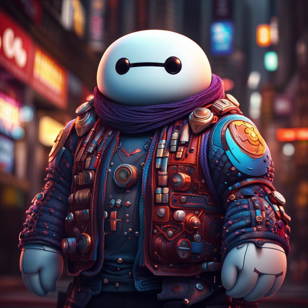 Baymax as Hipster: Dark Fantasy Concept Art