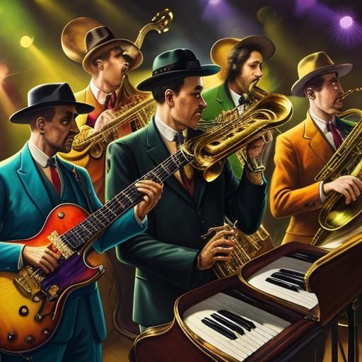 Animals Play Jazz in Fauvist Oil Painting