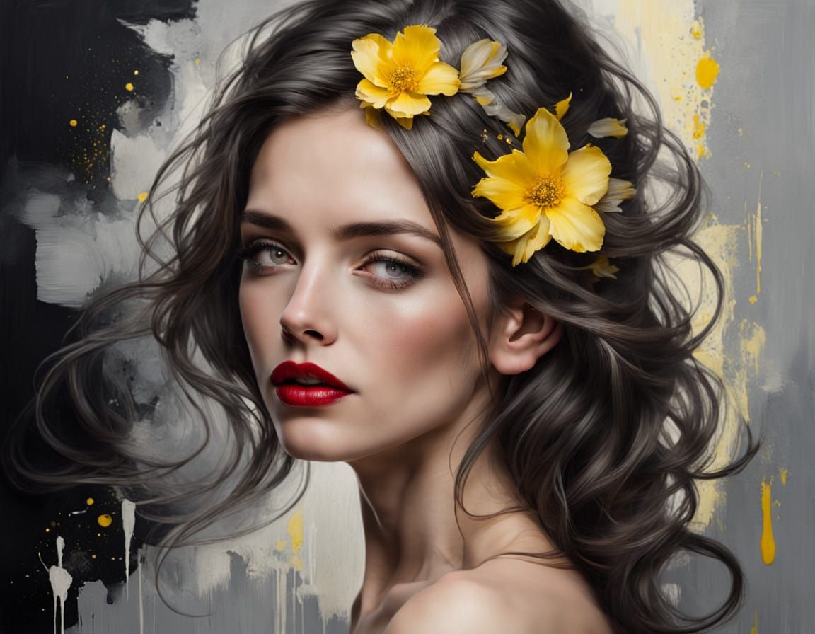 Serene yet Edgy Portrait of a Woman with a Secretive Gaze