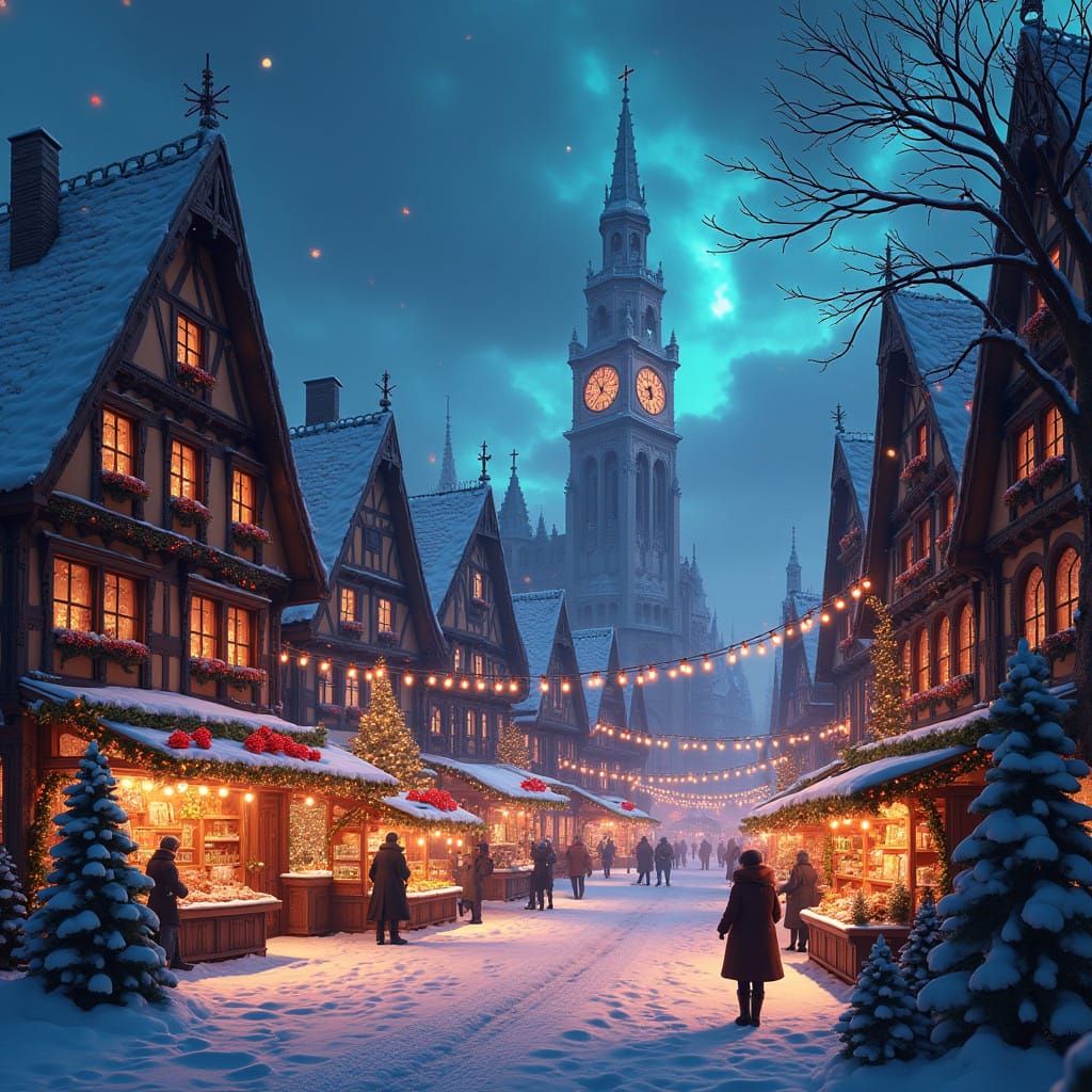 Whimsical German Christmas Wonderland in Vibrant Chemistry