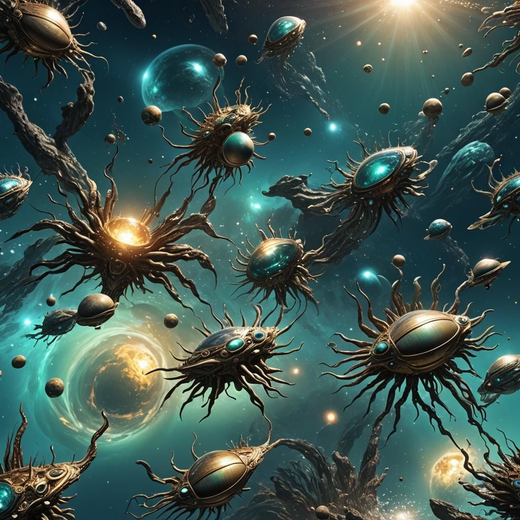 Alien Creatures Swimming in Pluto's Turquoise Oceans