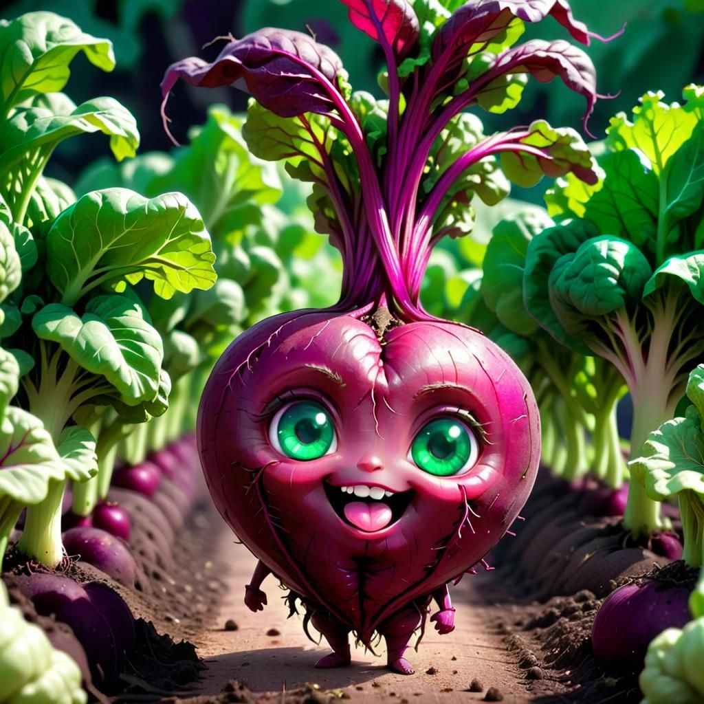 Adorable Chibi Beetroot Character in Pixar Style