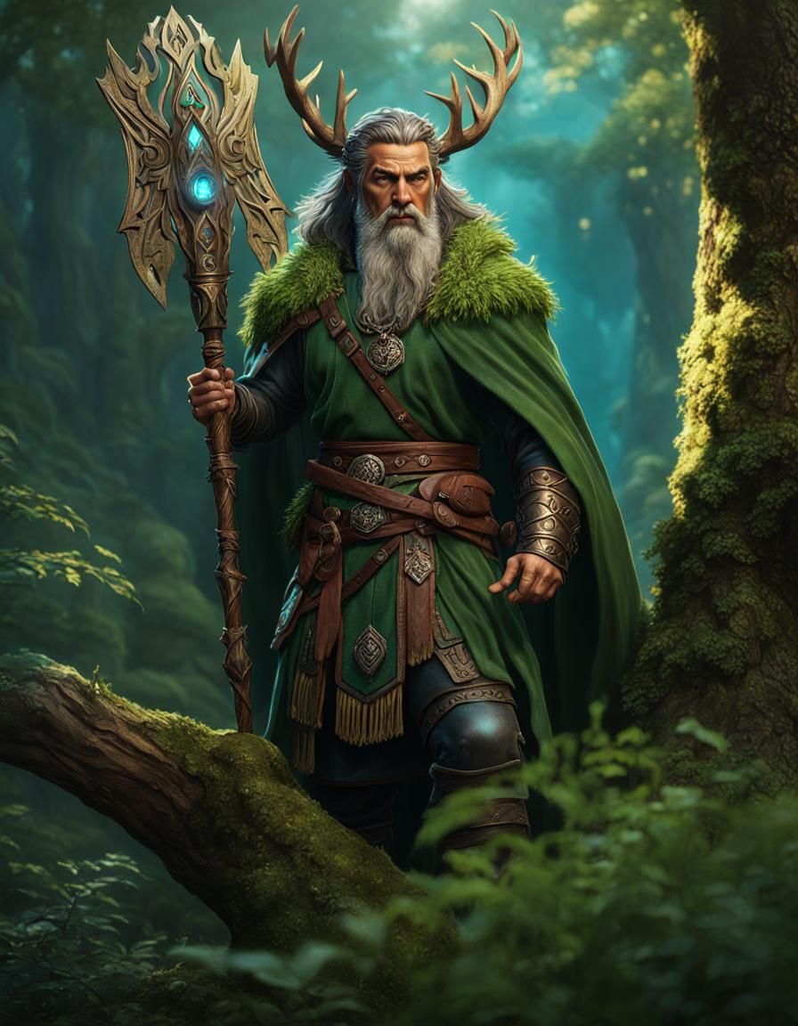 Realistic Firborg Druid in Detailed Matte Painting
