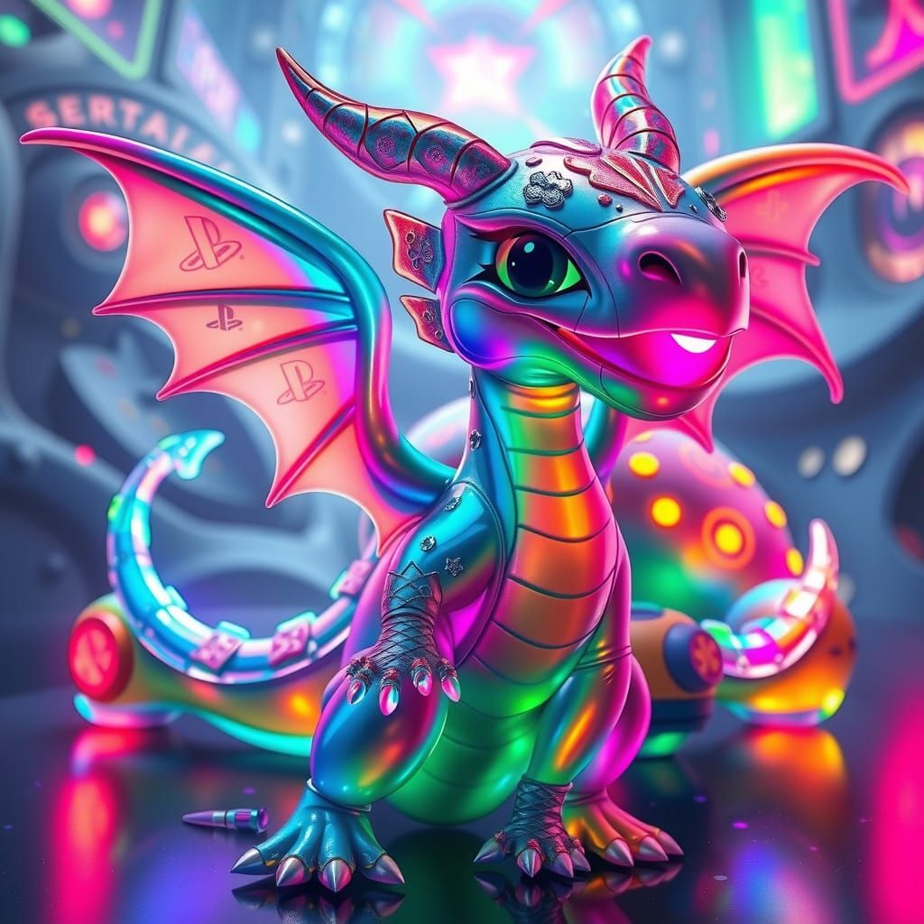 Rainbow Slime Dragon in a Neon World