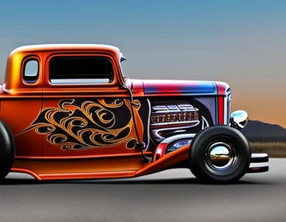 Hyperrealistic '33 Ford Truck HotRod Splash Art