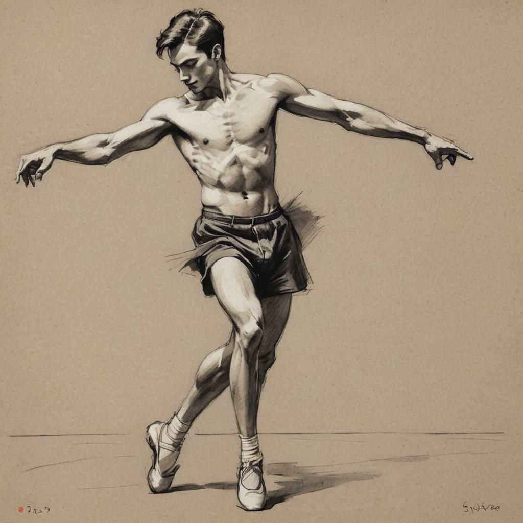 Ballet Dancer: Minimalist Charcoal and Pencil Sketch