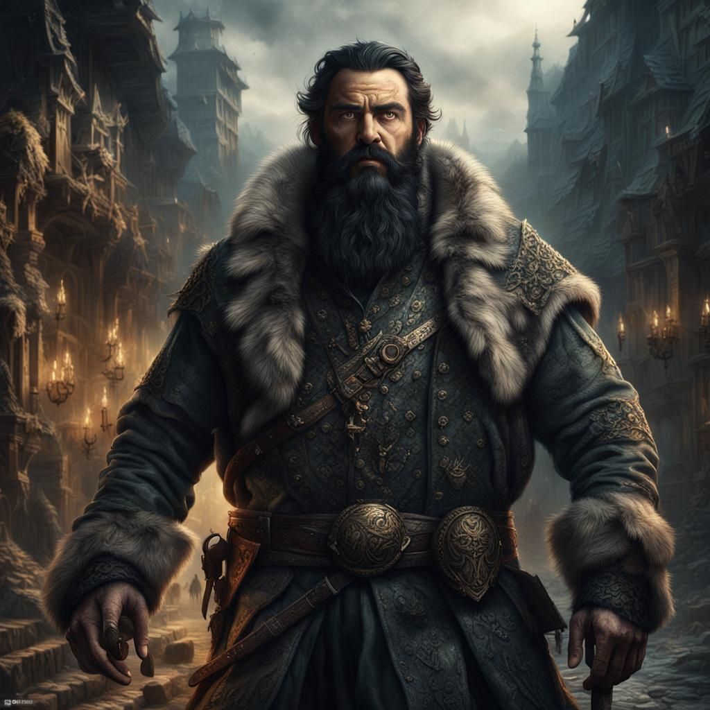 Dark Fantasy: Massive Bearded Man in Fur