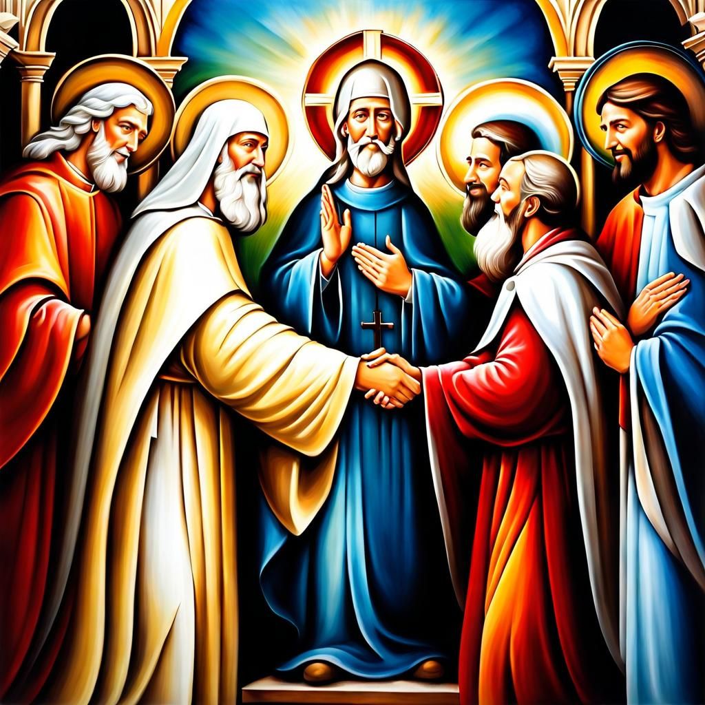 Friendly Church Greetings in Airbrush Art Style