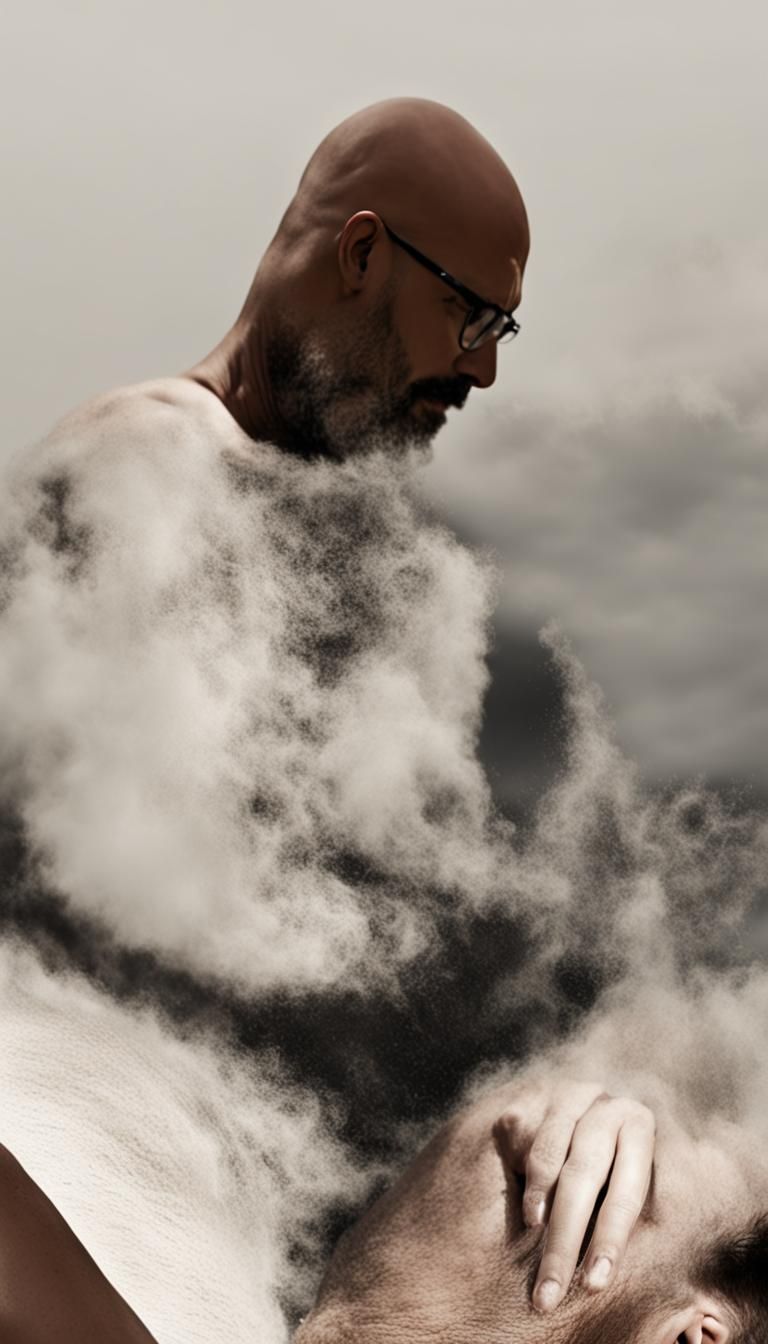Bald Man with Goatee on Beach Portrait