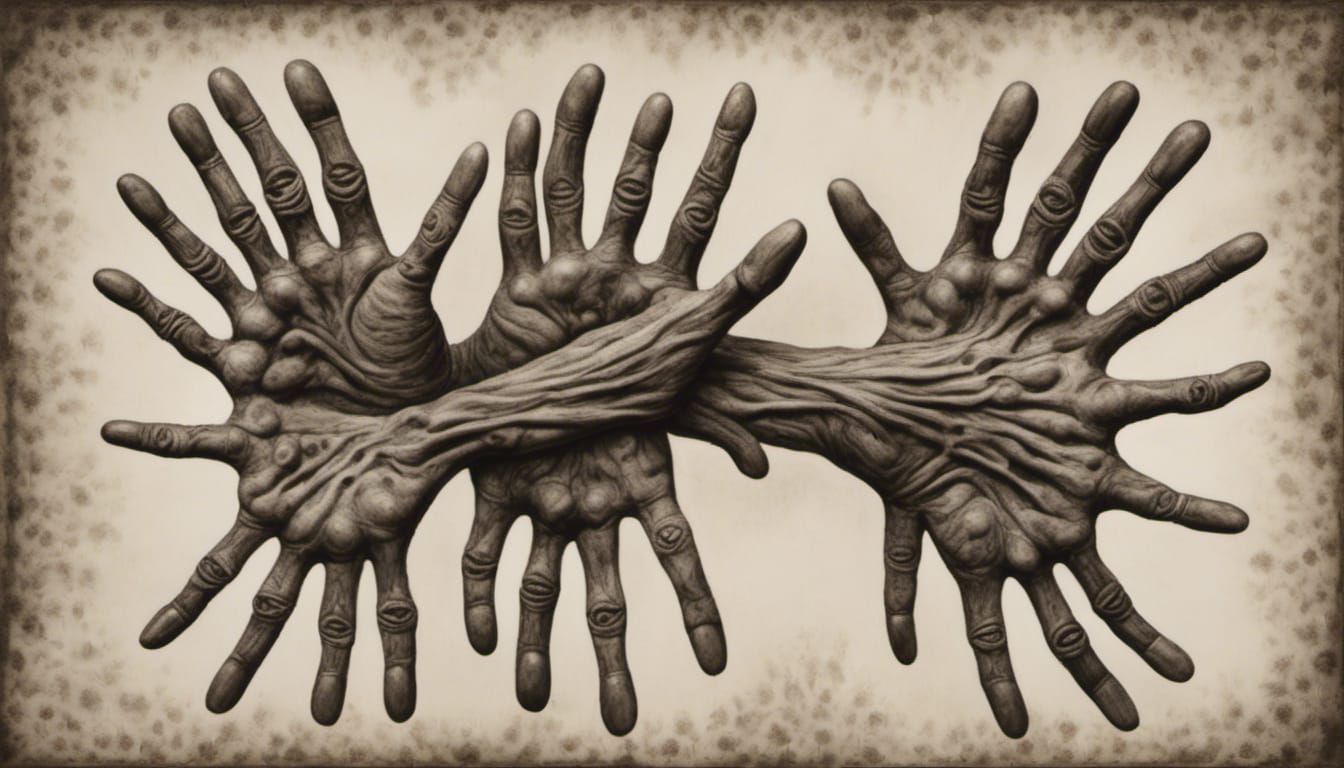 Surreal Rorschach Test of Wringing Hands