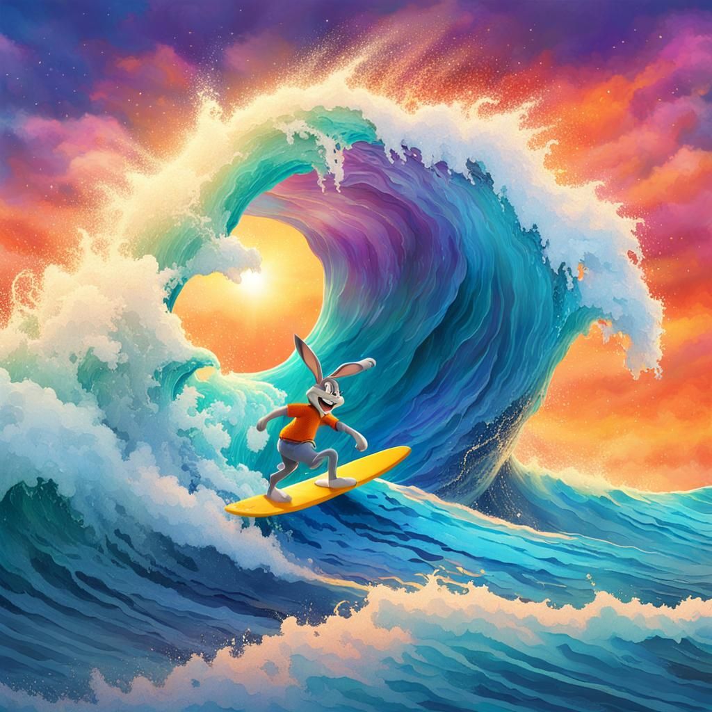 Bugs Bunny Surfing: Fantasy Matte Painting