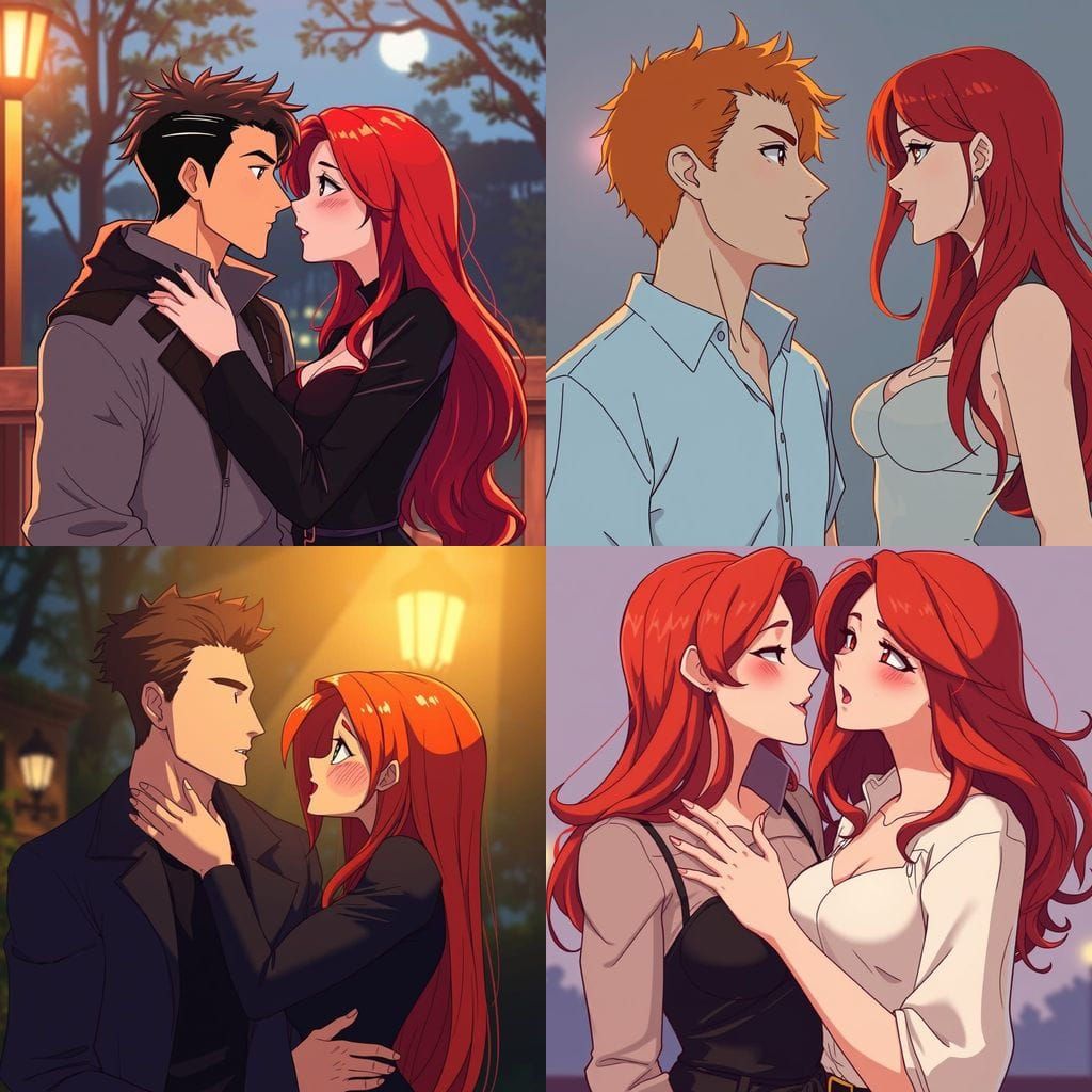 Anime Style: Redhead Flirts with Male Dhampir