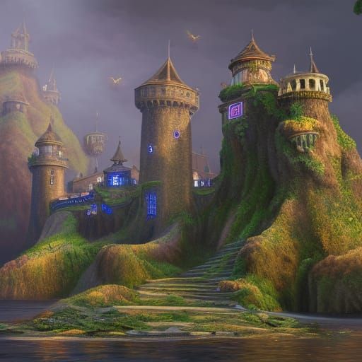 Fantastical Island Castle Concept Art