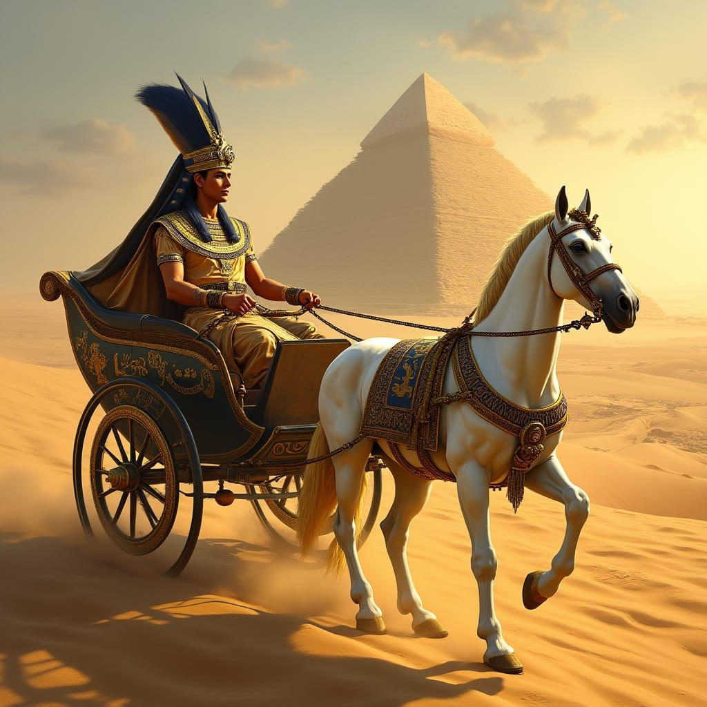 Ancient Pharaoh in Majestic Desert Regalia