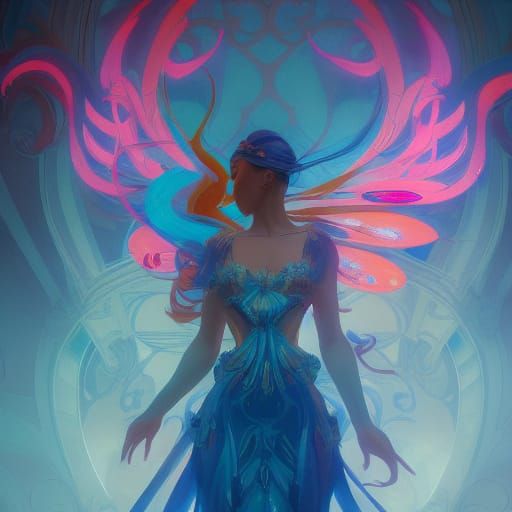 Detailed Winx Fairies in Art Nouveau Style