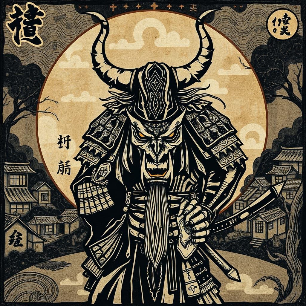 Encaustic Warrior Bandit in Japanese Village